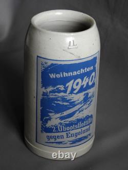 Vintage German WWII Kriegsmarine Beer Stein 2 U-Boat Flotilla Christmas 1940