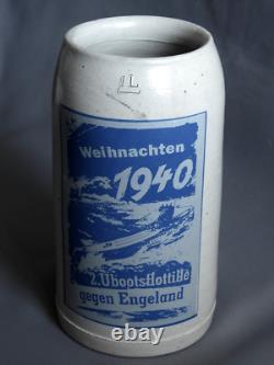 Vintage German WWII Kriegsmarine Beer Stein 2 U-Boat Flotilla Christmas 1940