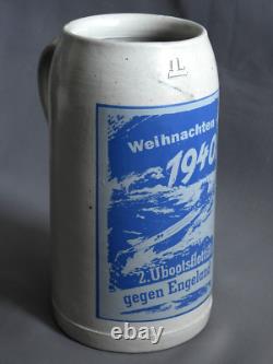 Vintage German WWII Kriegsmarine Beer Stein 2 U-Boat Flotilla Christmas 1940