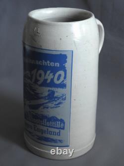 Vintage German WWII Kriegsmarine Beer Stein 2 U-Boat Flotilla Christmas 1940