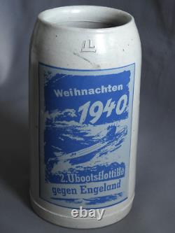 Vintage German WWII Kriegsmarine Beer Stein 2 U-Boat Flotilla Christmas 1940