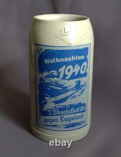 Vintage German WWII Kriegsmarine Beer Stein 2 U-Boat Flotilla Christmas 1940