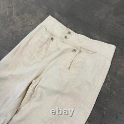 Vintage WW2 30s 40s Kriegsmarine German Military White Fatigue Trousers (36x32)