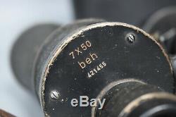 Vintage WWII German 7x50 Kriegsmarine U-Boat Binoculars Leitz BEH + Case 1941
