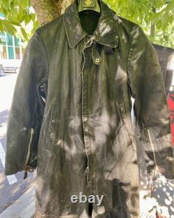 Vintage WWII German Kriegsmarine Black Leather Coveralls Excellent Condition