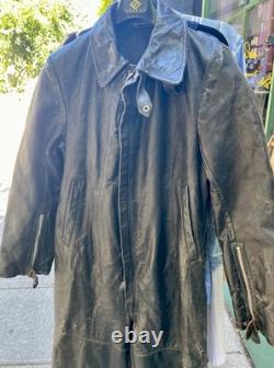 Vintage WWII German Kriegsmarine Black Leather Coveralls Excellent Condition