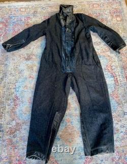Vintage WWII German Kriegsmarine Black Leather Coveralls Excellent Condition