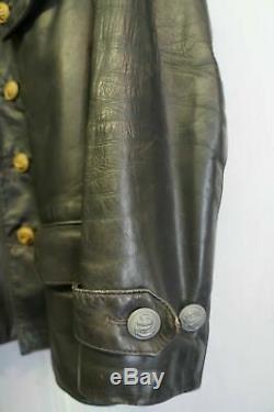 Vintage Ww2 German Officers Kriegsmarine Uboat Leather Jacket Size Xs