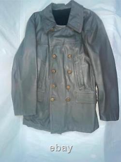 Vtg Ww2 German Kriegsmarine U Boat Gray Leather Jacket Coat Trousers Pants Set