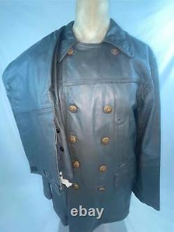 Vtg Ww2 German Kriegsmarine U Boat Gray Leather Jacket Coat Trousers Pants Set