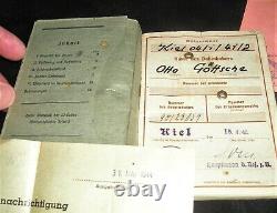 WW-II German Wehrpass & Reporting Docs to a Kriegsmarine Reservist. 1940 to 1944