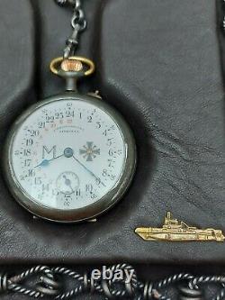 WW1 WW2 German Military U-boat Kriegsmarine Admiral 24 Hour Pocket Watch