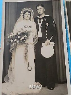 WW2 3 RPPC Photos German Kriegsmarine Sailor Wedding Sailor Groom & Bride