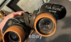 WW2 GERMAN KRIEGSMARINE 7x50 Gas Mask Flak Binoculars RARE US Vet Details