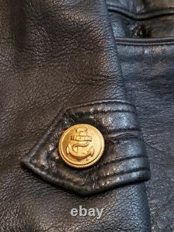 WW2 GERMAN Original KRIEGSMARINE Navy UBoat Submarine Named Black Leather Jacket