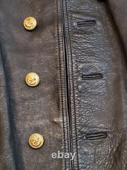 WW2 GERMAN Original KRIEGSMARINE Navy UBoat Submarine Named Black Leather Jacket