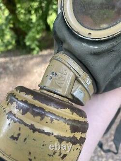 WW2 GM38 German Sand Camo Kriegsmarine Gas Mask with Canister Named Rare