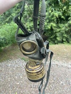 WW2 GM38 German Sand Camo Kriegsmarine Gas Mask with Canister Named Rare