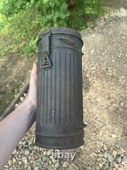 WW2 GM38 German Sand Camo Kriegsmarine Gas Mask with Canister Named Rare