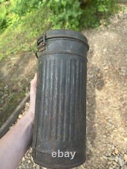 WW2 GM38 German Sand Camo Kriegsmarine Gas Mask with Canister Named Rare