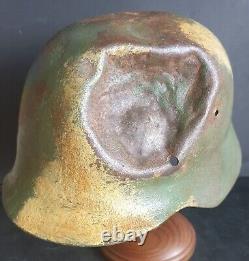 WW2 German'D-Day' era Marineartillerie Camo Helmet Shell from Longues-Sur-Mer