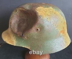 WW2 German'D-Day' era Marineartillerie Camo Helmet Shell from Longues-Sur-Mer