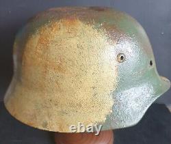 WW2 German'D-Day' era Marineartillerie Camo Helmet Shell from Longues-Sur-Mer