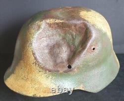 WW2 German'D-Day' era Marineartillerie Camo Helmet Shell from Longues-Sur-Mer