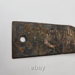 WW2 German Kriegsmarine Gewehrmunitionskammer Brass Sign Plate III 8.4 Original