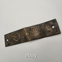 WW2 German Kriegsmarine Gewehrmunitionskammer Brass Sign Plate III 8.4 Original