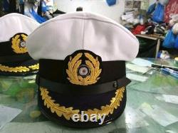 WW2 German Kriegsmarine Kapitan visor cap. White cotton top, single braided peak