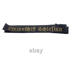 WW2 German Kriegsmarine Linienschiff Schlesien Full Uncut Cap Tally Mined 1945