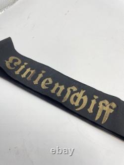 WW2 German Kriegsmarine Linienschiff Schlesien Full Uncut Cap Tally Mined 1945
