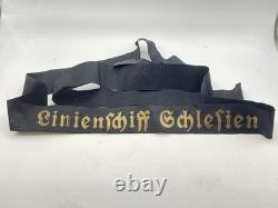 WW2 German Kriegsmarine Linienschiff Schlesien Full Uncut Cap Tally Mined 1945