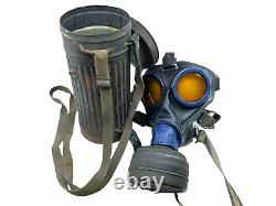 WW2 German Kriegsmarine Marked Gasmask & Cannister With Straps 44 Dated Named