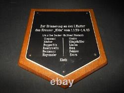 WW2 German Kriegsmarine SAILOR COMMEMORATION PLAQUE CRUISER KOLN V. RARE