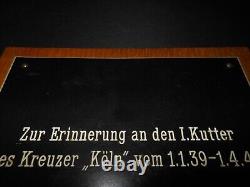 WW2 German Kriegsmarine SAILOR COMMEMORATION PLAQUE CRUISER KOLN V. RARE