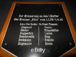 WW2 German Kriegsmarine SAILOR COMMEMORATION PLAQUE CRUISER KOLN V. RARE