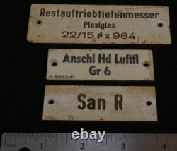 WW2 German Kriegsmarine System ID Plaques Set of Three 1943 Buoyancy Depth Gauge
