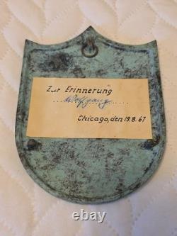 WW2 German Kriegsmarine Z2 Destroyer Coat of Arms Bronze Ships Plaque 5 3/4 X 4