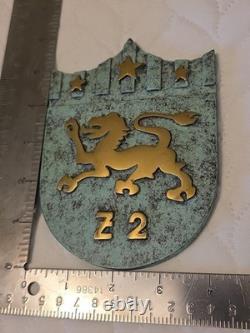 WW2 German Kriegsmarine Z2 Destroyer Coat of Arms Bronze Ships Plaque 5 3/4 X 4