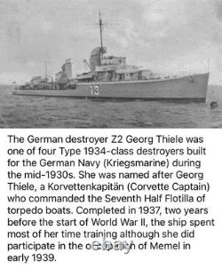 WW2 German Kriegsmarine Z2 Destroyer Coat of Arms Bronze Ships Plaque 5 3/4 X 4