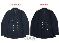 WW2 German Kriegsmarine officer navy blue Gabardine Reefer tunic jacket 3XL