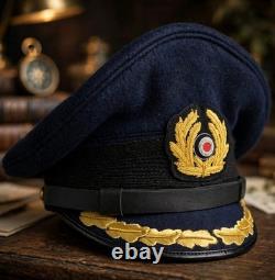 WW2 German Navy Kriegsmarine Officer Visor Cap Field Grade Historical Repro MTO
