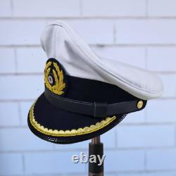 WW2 German Navy UBoat Kriegsmarine white visor cap Junior Officer Handmade Repro WW2 German Navy UBoat Kriegsmarine white visor cap Junior Officer Handmade Repro
