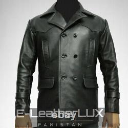 WW2 German Submarine Kriegsmarine Coat Men's Real Black Leather Stylish Jacket