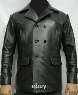 WW2 German Submarine Kriegsmarine Coat Men's Real Black Leather Stylish Jacket