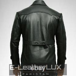 WW2 German Submarine Kriegsmarine Coat Men's Real Black Leather Stylish Jacket