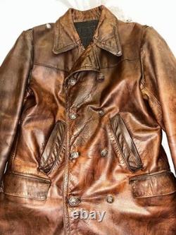 WW2 German U-boat leather jacket Kriegsmarine BROWN Horsehide ISSUED M 38/40