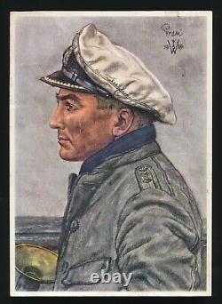 WW2 German postcard Günther Prien u-boat captain kriegsmarine sailor photo art